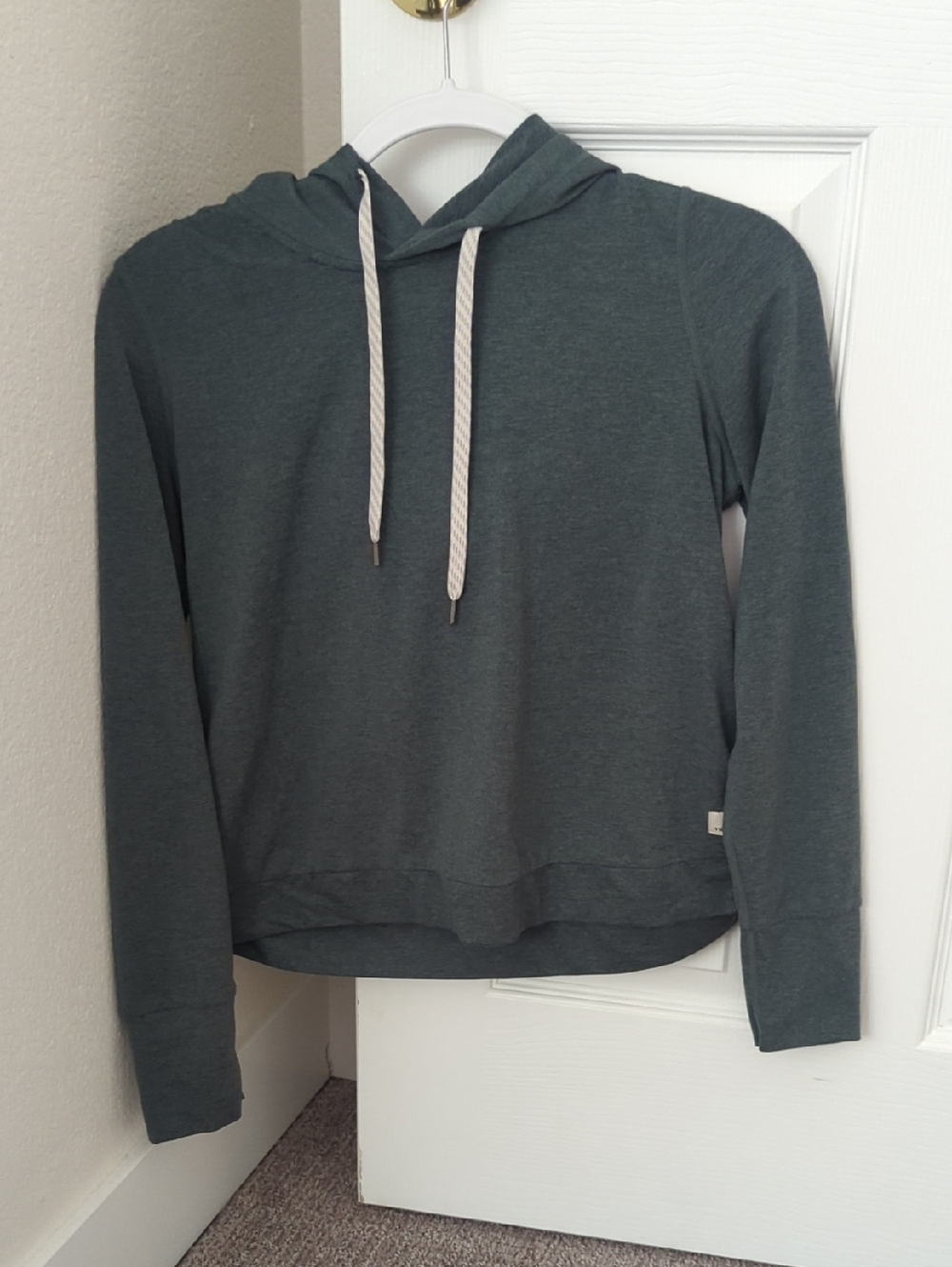 Vuori Heathered Teal Hooded Pullover with Drawstrings